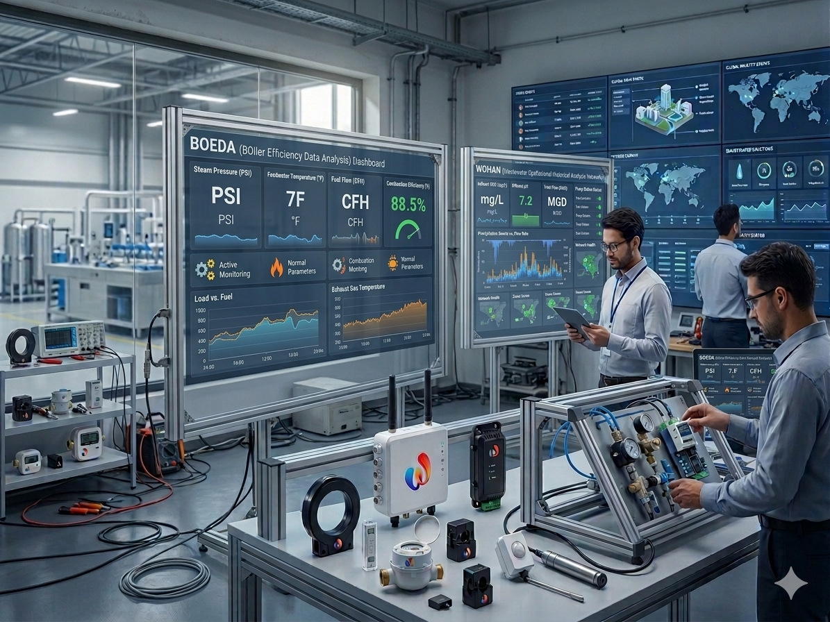 SmartWTI services — water management, energy monitoring, custom IoT, ESG and carbon, AI analytics and command centre solutions